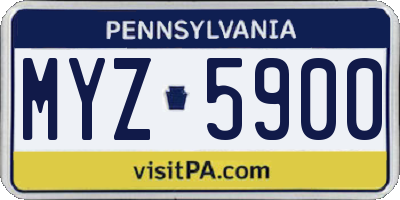 PA license plate MYZ5900