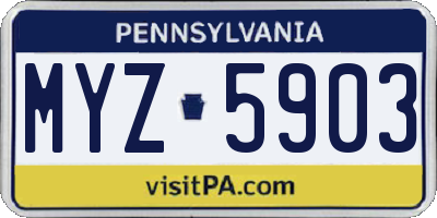 PA license plate MYZ5903