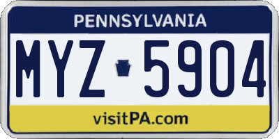 PA license plate MYZ5904