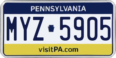 PA license plate MYZ5905