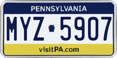 PA license plate MYZ5907