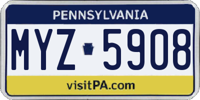 PA license plate MYZ5908