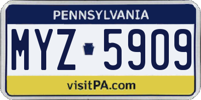 PA license plate MYZ5909