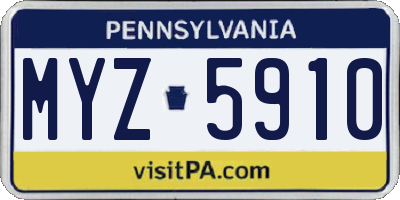 PA license plate MYZ5910