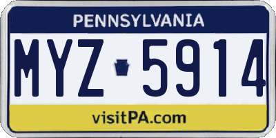 PA license plate MYZ5914