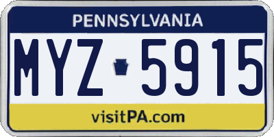 PA license plate MYZ5915