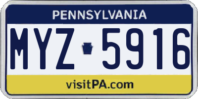 PA license plate MYZ5916