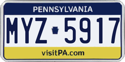 PA license plate MYZ5917