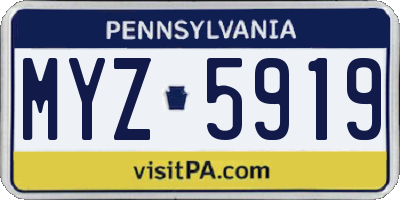 PA license plate MYZ5919