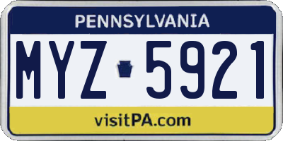 PA license plate MYZ5921