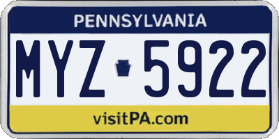 PA license plate MYZ5922