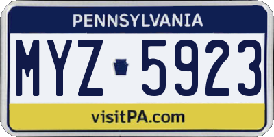 PA license plate MYZ5923