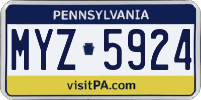 PA license plate MYZ5924