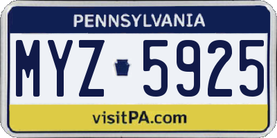 PA license plate MYZ5925