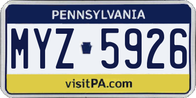 PA license plate MYZ5926