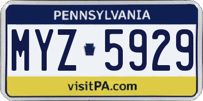 PA license plate MYZ5929
