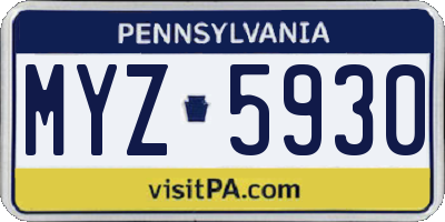 PA license plate MYZ5930