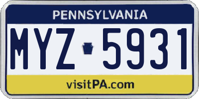 PA license plate MYZ5931