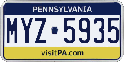 PA license plate MYZ5935
