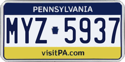 PA license plate MYZ5937