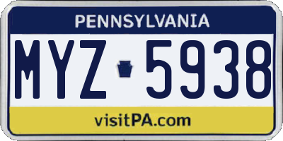PA license plate MYZ5938