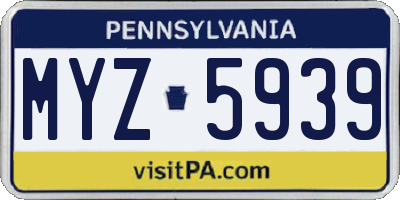 PA license plate MYZ5939