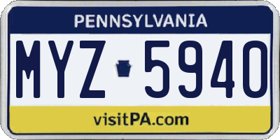PA license plate MYZ5940