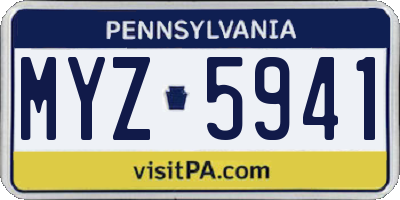 PA license plate MYZ5941