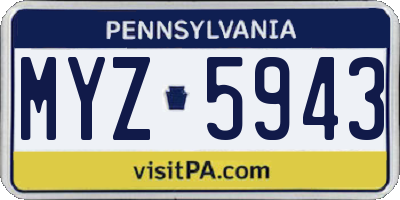 PA license plate MYZ5943