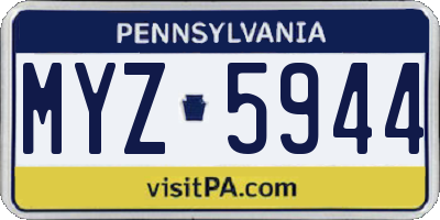 PA license plate MYZ5944