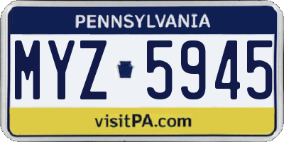PA license plate MYZ5945