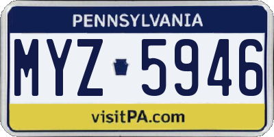 PA license plate MYZ5946
