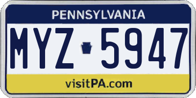 PA license plate MYZ5947