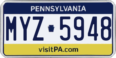 PA license plate MYZ5948