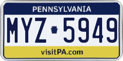 PA license plate MYZ5949