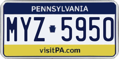 PA license plate MYZ5950