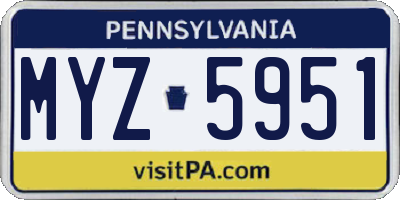 PA license plate MYZ5951