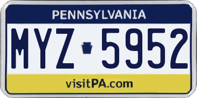 PA license plate MYZ5952