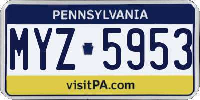 PA license plate MYZ5953