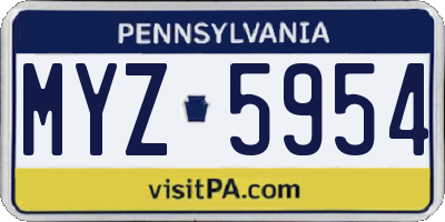 PA license plate MYZ5954