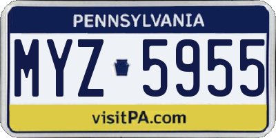 PA license plate MYZ5955