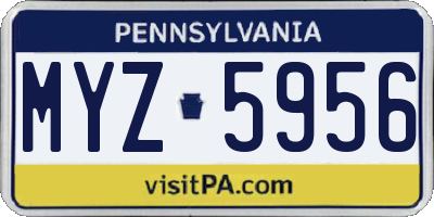 PA license plate MYZ5956