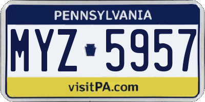 PA license plate MYZ5957