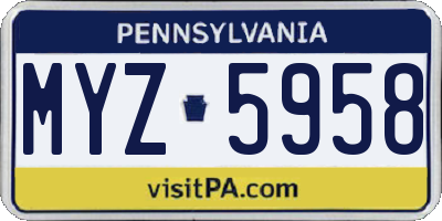 PA license plate MYZ5958