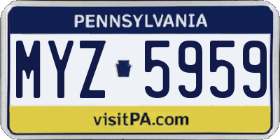 PA license plate MYZ5959