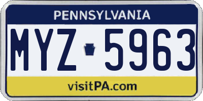 PA license plate MYZ5963