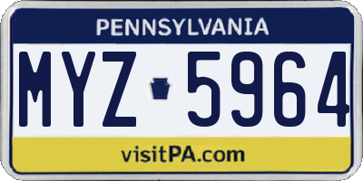 PA license plate MYZ5964