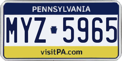 PA license plate MYZ5965