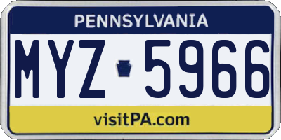 PA license plate MYZ5966