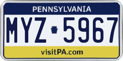 PA license plate MYZ5967